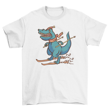 Skiing dinosaur t-shirt