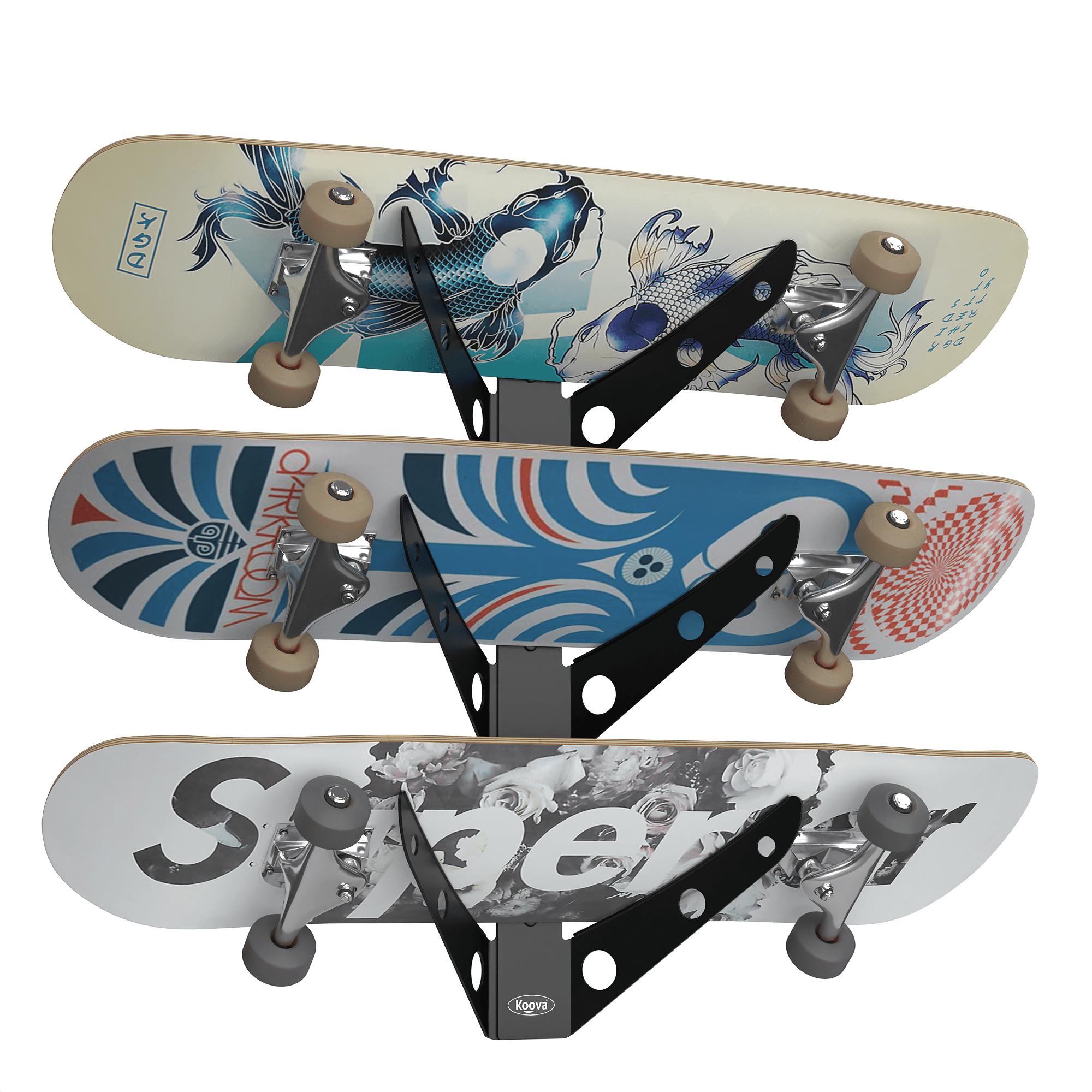 Wall-Mounted Skateboard Rack – Display 1, 2, or 3 Skate Decks in Style | Skateboard Wall Hanger for Storage & Display