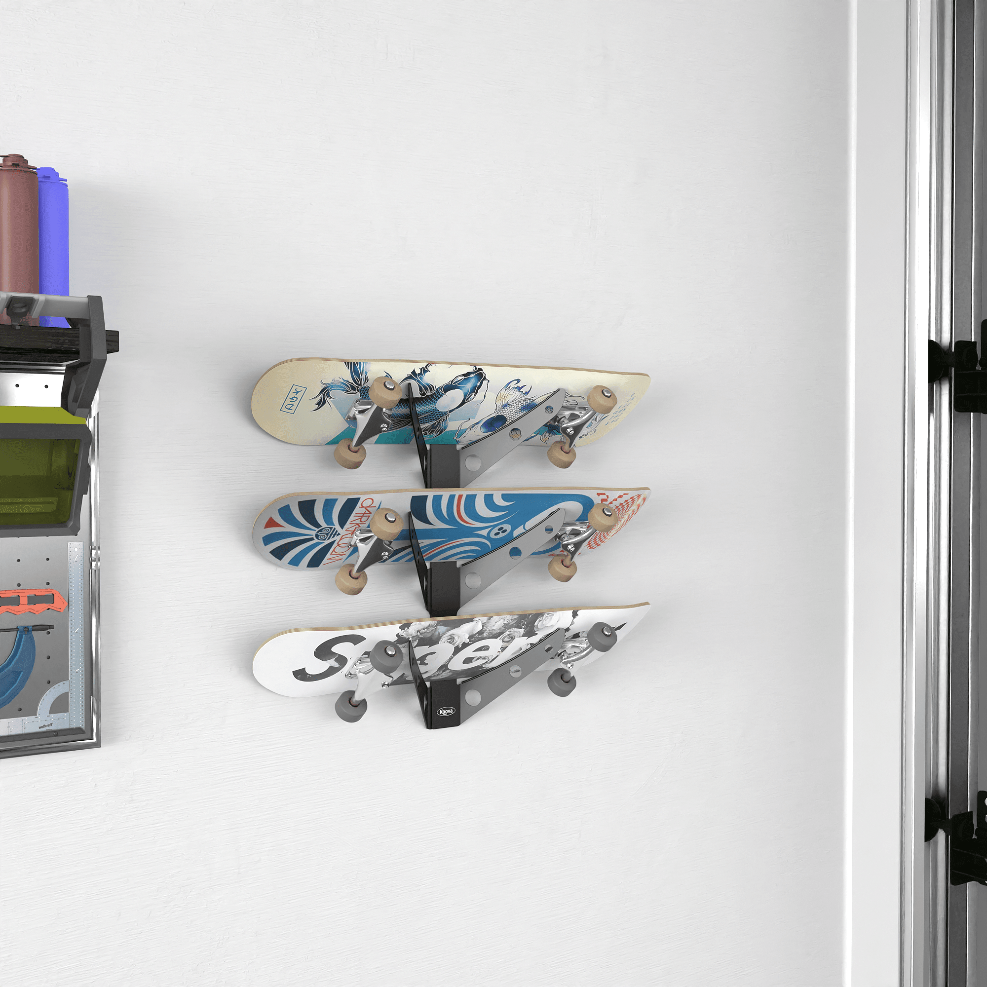 Wall-Mounted Skateboard Rack – Display 1, 2, or 3 Skate Decks in Style | Skateboard Wall Hanger for Storage & Display