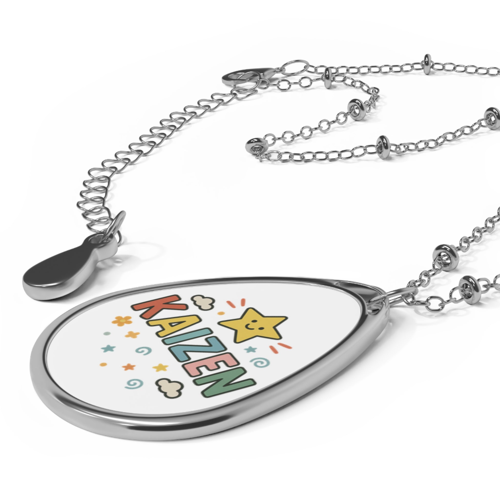 Kaizen Oval Necklace, Inspirational Jewelry, Motivational Gift, Everyday Wear, Affirmation Necklace, Unique Charm