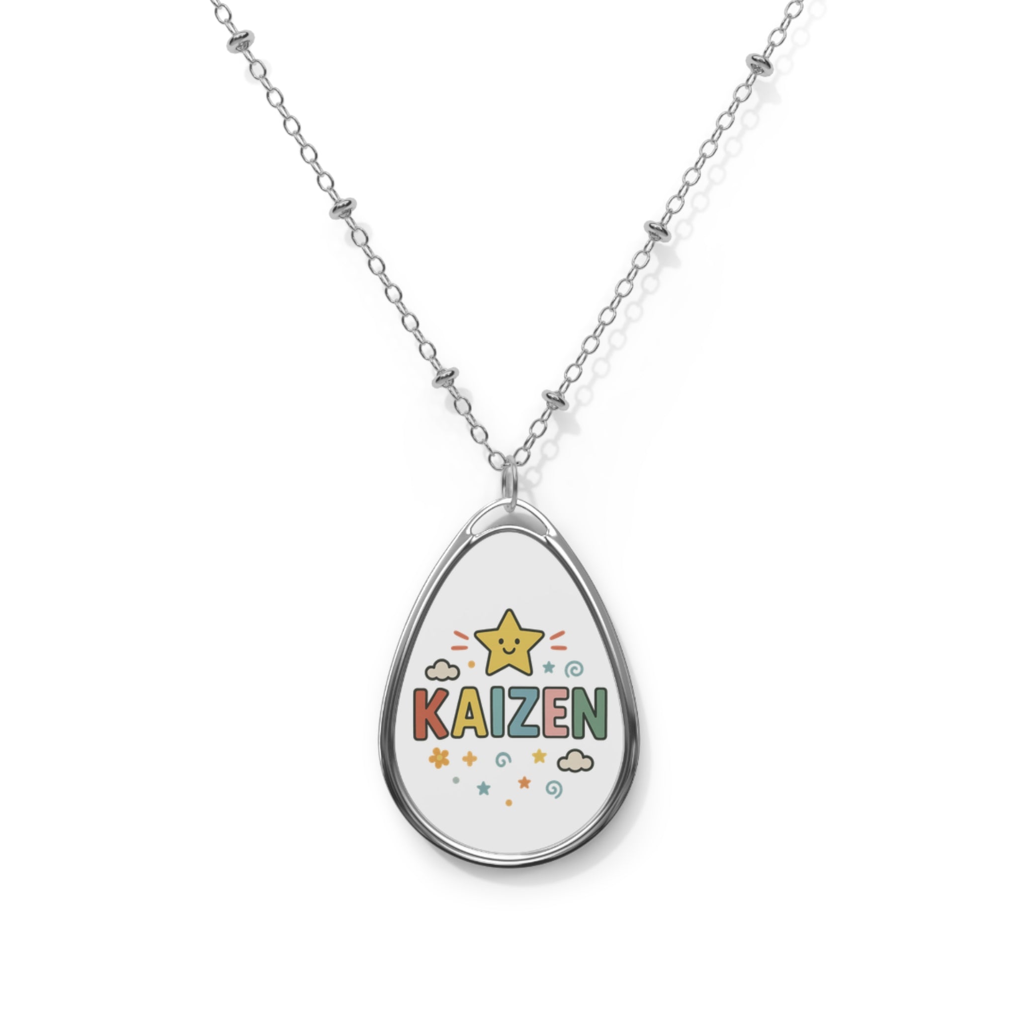 Kaizen Oval Necklace, Inspirational Jewelry, Motivational Gift, Everyday Wear, Affirmation Necklace, Unique Charm