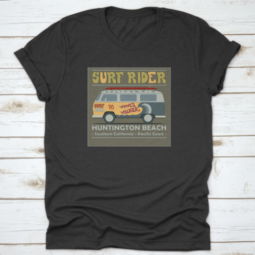 Surfing T-Shirt Graphic Design. Vintage Retro Surf Bus. Surf Lifestyle