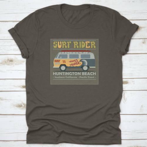 Surfing T-Shirt Graphic Design. Vintage Retro Surf Bus. Surf Lifestyle