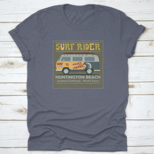 Surfing T-Shirt Graphic Design. Vintage Retro Surf Bus. Surf Lifestyle
