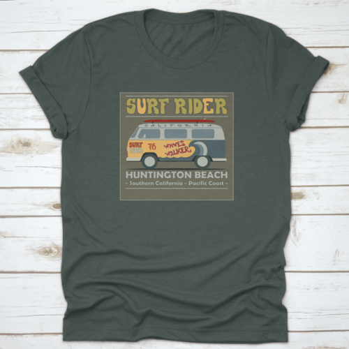 Surfing T-Shirt Graphic Design. Vintage Retro Surf Bus. Surf Lifestyle