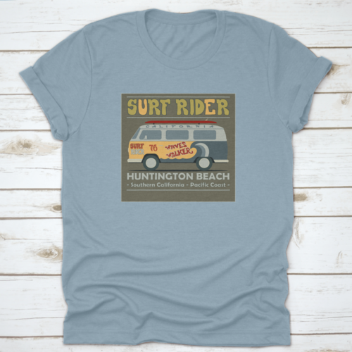 Surfing T-Shirt Graphic Design. Vintage Retro Surf Bus. Surf Lifestyle