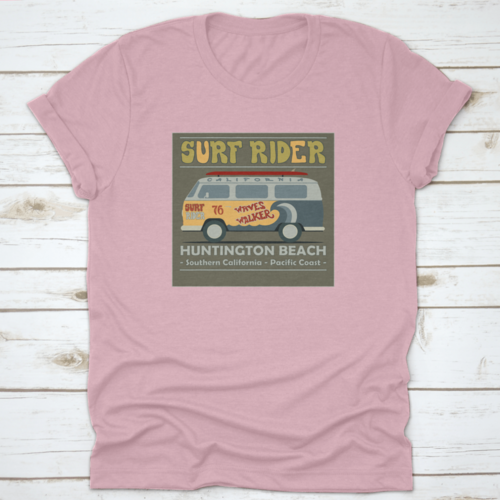 Surfing T-Shirt Graphic Design. Vintage Retro Surf Bus. Surf Lifestyle