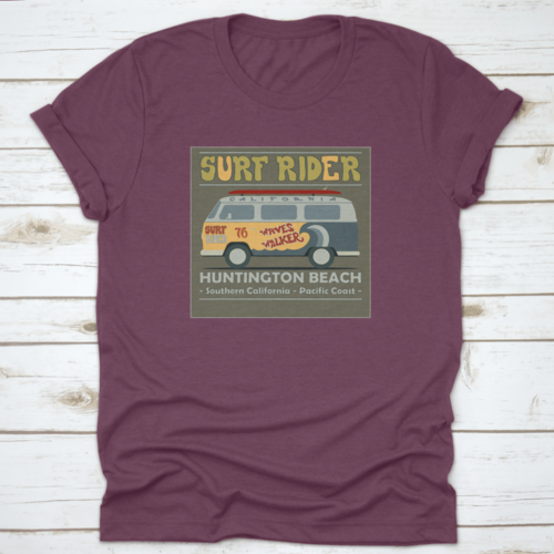 Surfing T-Shirt Graphic Design. Vintage Retro Surf Bus. Surf Lifestyle