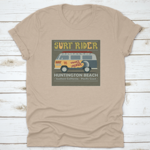 Surfing T-Shirt Graphic Design. Vintage Retro Surf Bus. Surf Lifestyle