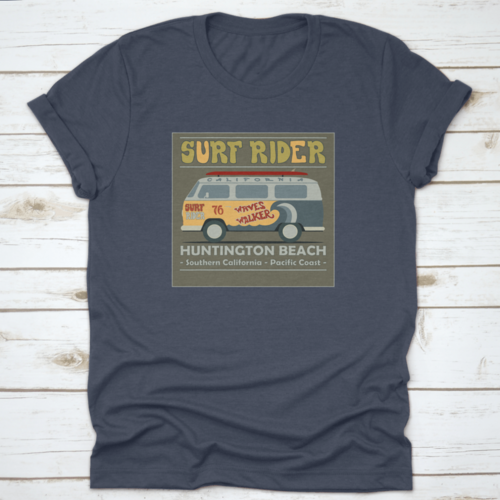 Surfing T-Shirt Graphic Design. Vintage Retro Surf Bus. Surf Lifestyle