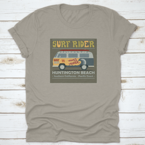 Surfing T-Shirt Graphic Design. Vintage Retro Surf Bus. Surf Lifestyle