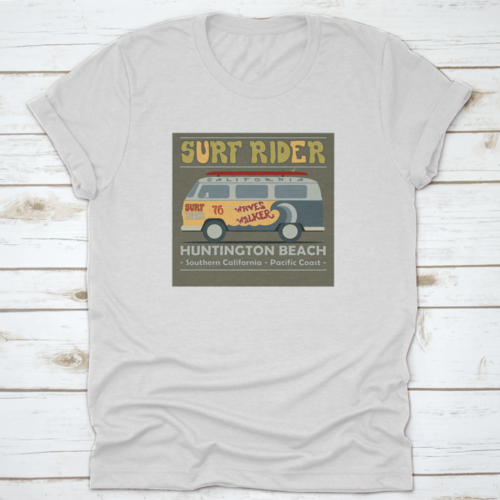Surfing T-Shirt Graphic Design. Vintage Retro Surf Bus. Surf Lifestyle