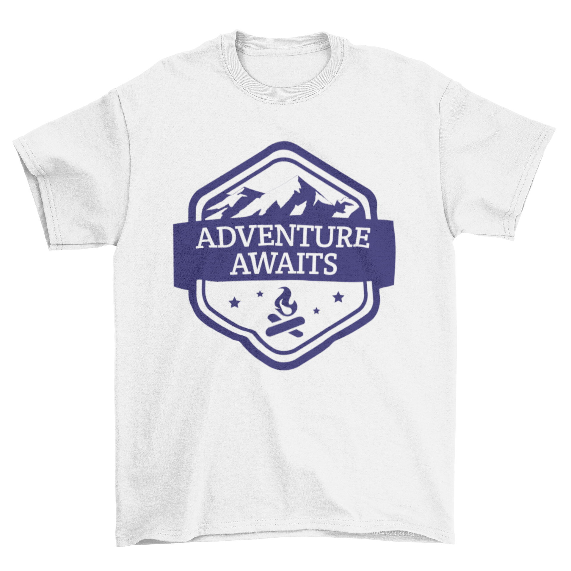 Cool Fashion Camping Badge Quote "Adventure Awaits" Mountain
