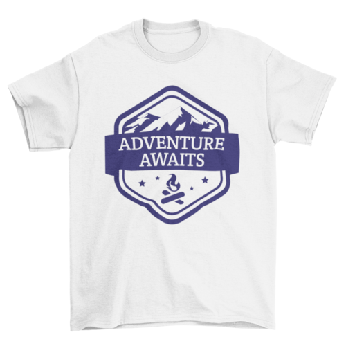 Cool Fashion Camping Badge Quote "Adventure Awaits" Mountain