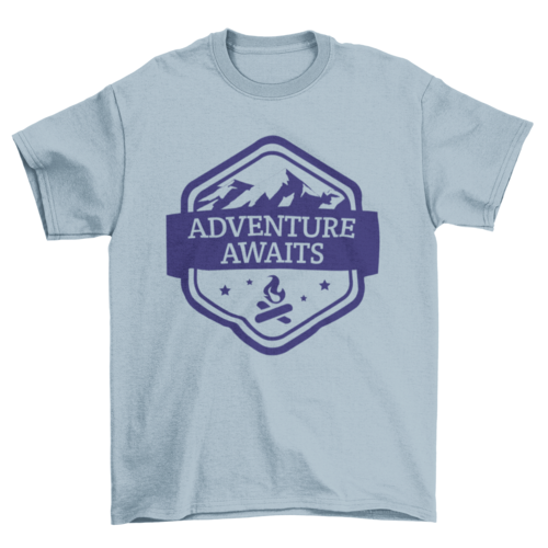 Cool Fashion Camping Badge Quote "Adventure Awaits" Mountain
