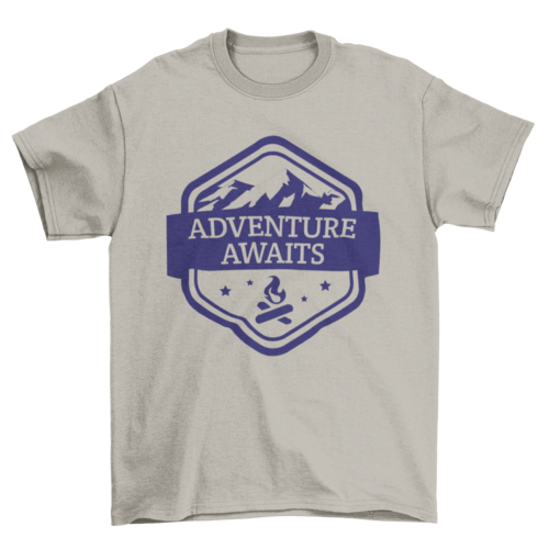 Cool Fashion Camping Badge Quote "Adventure Awaits" Mountain