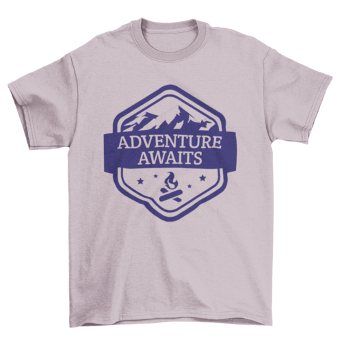 Cool Fashion Camping Badge Quote "Adventure Awaits" Mountain