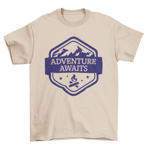 Cool Fashion Camping Badge Quote "Adventure Awaits" Mountain