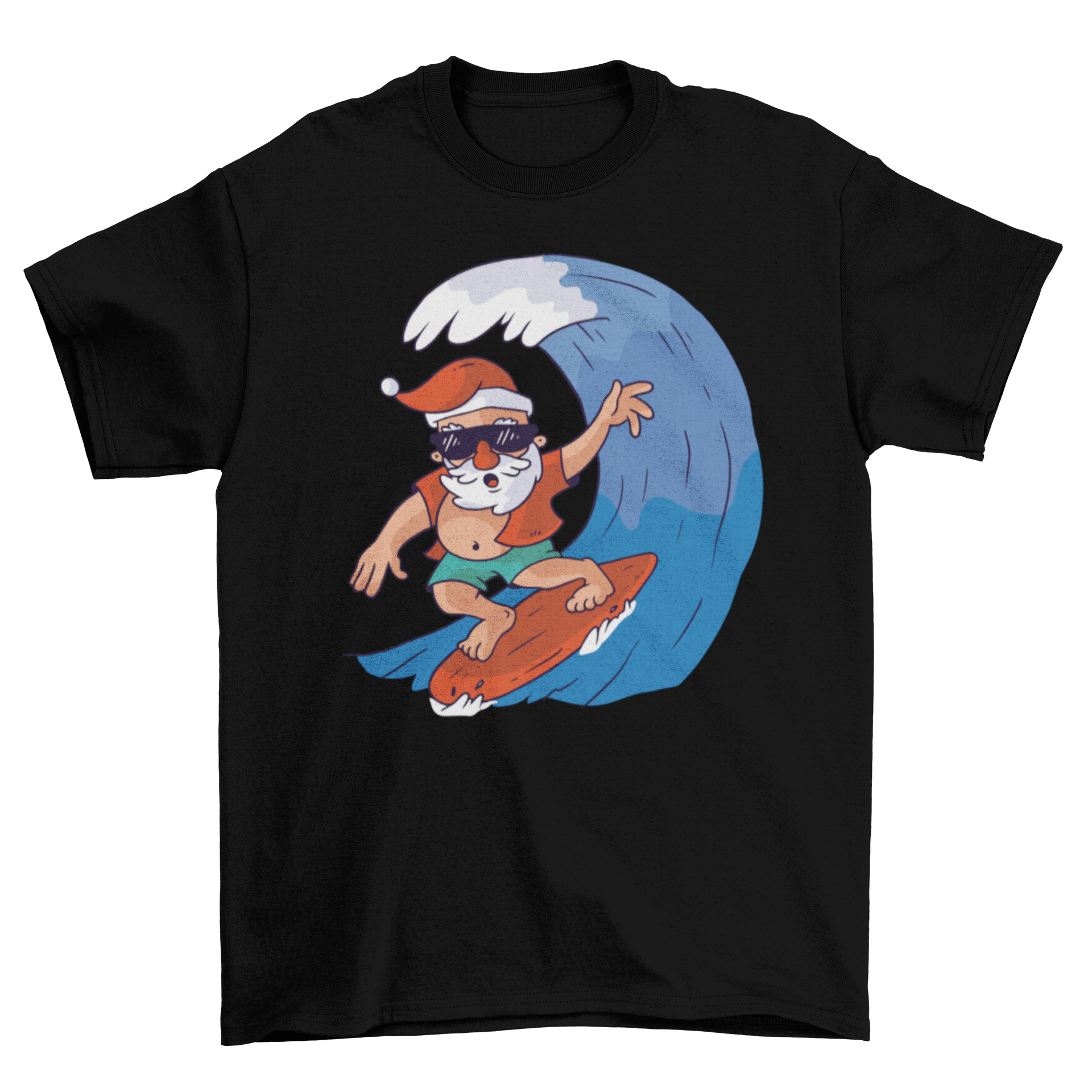 Surfing santa t-shirt design