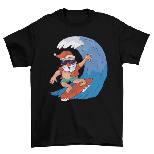 Surfing santa t-shirt design