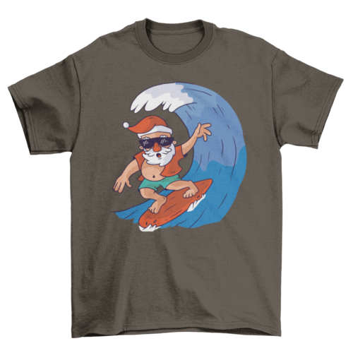 Surfing santa t-shirt design