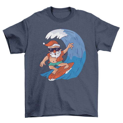 Surfing santa t-shirt design