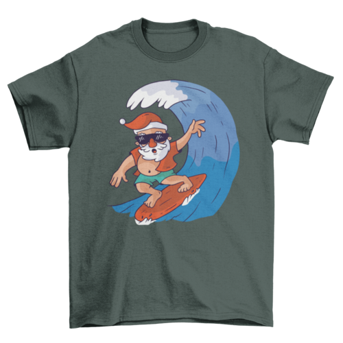 Surfing santa t-shirt design