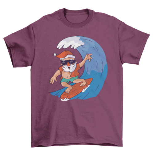 Surfing santa t-shirt design