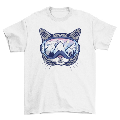 Cat ski glasses t-shirt