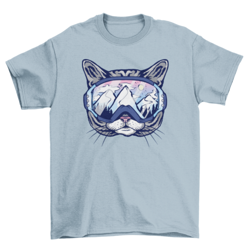 Cat ski glasses t-shirt