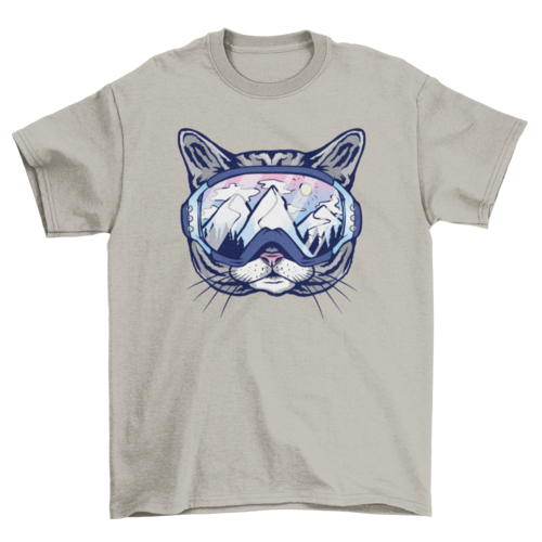 Cat ski glasses t-shirt