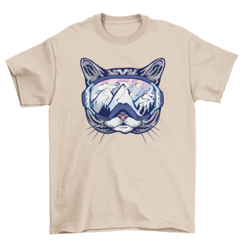 Cat ski glasses t-shirt