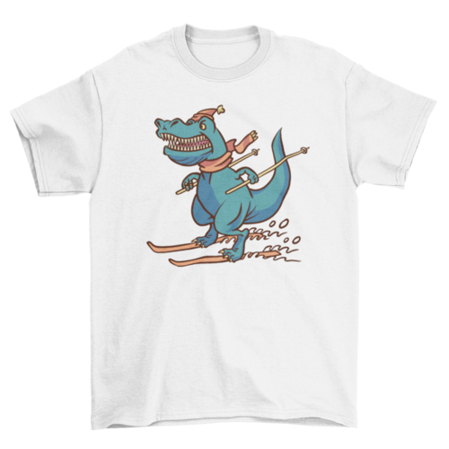 Skiing dinosaur t-shirt