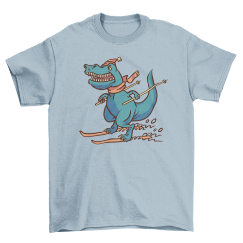 Skiing dinosaur t-shirt