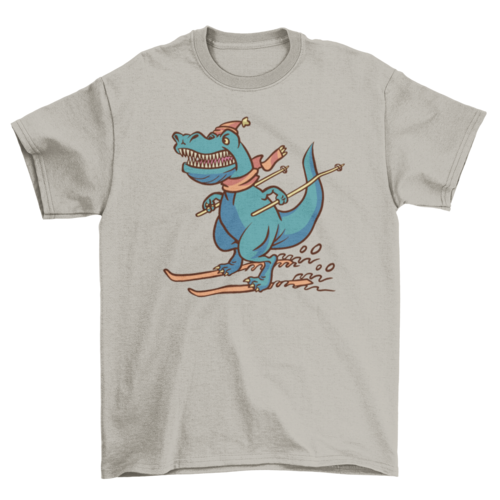 Skiing dinosaur t-shirt