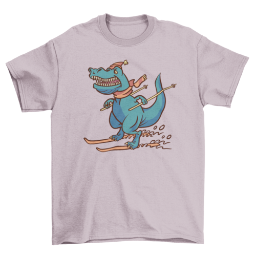 Skiing dinosaur t-shirt