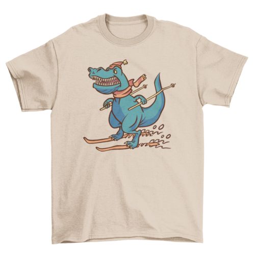 Skiing dinosaur t-shirt