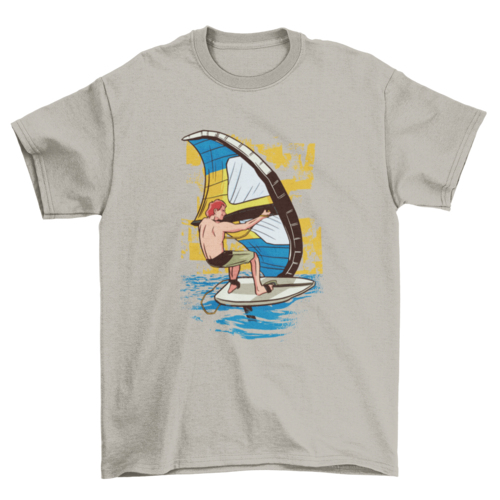 Awesome t-shirt design that features a man practicing wing surfing