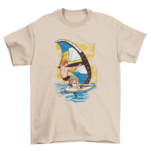 Awesome t-shirt design that features a man practicing wing surfing