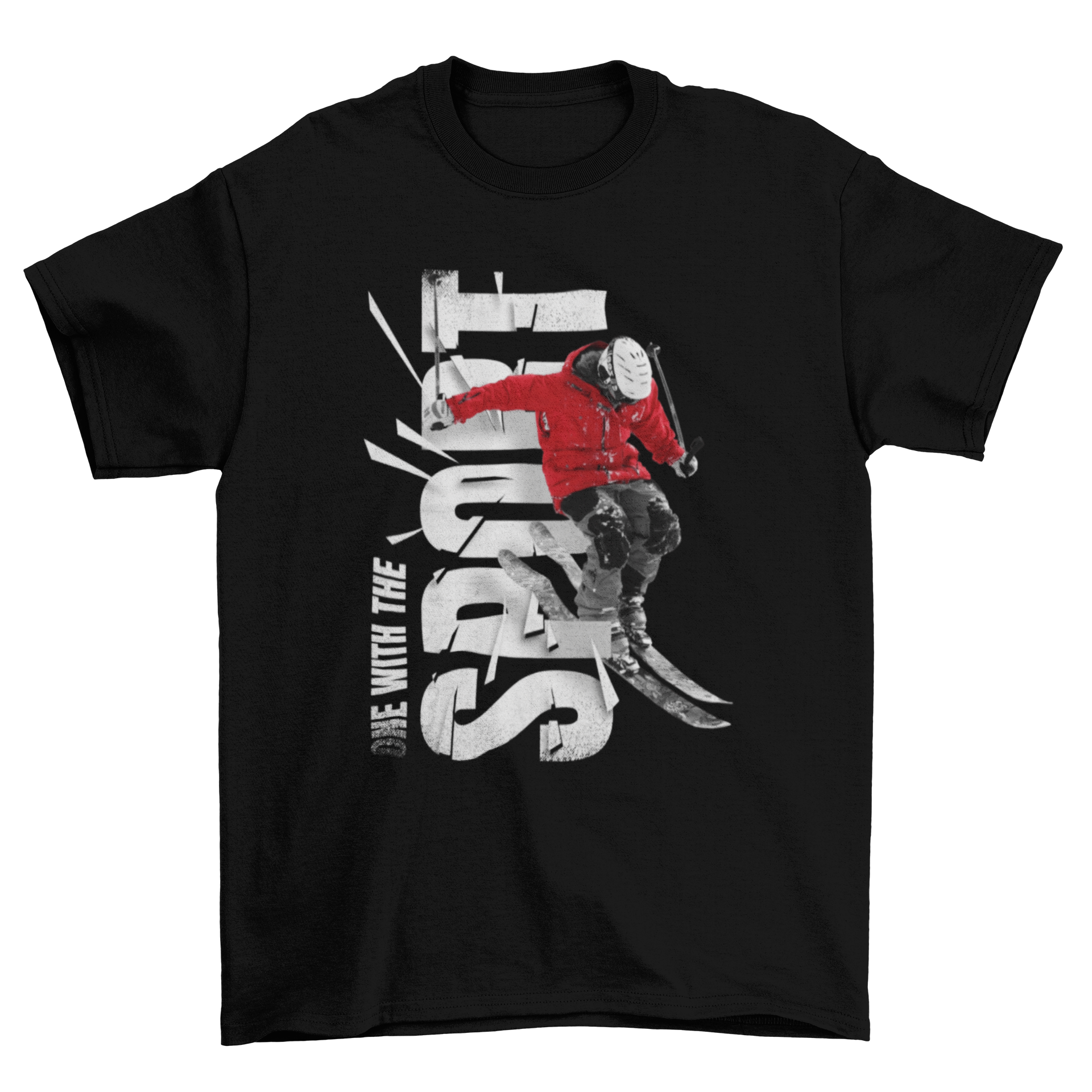 Fashion Winter Snow sport Skiing quote "One with the sport" in
