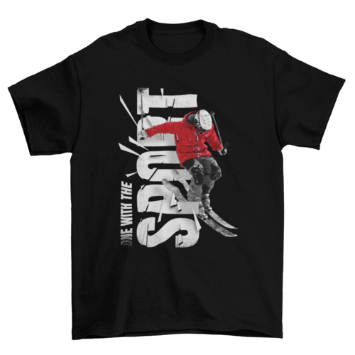 Fashion Winter Snow sport Skiing quote "One with the sport" in