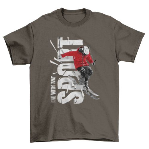 Fashion Winter Snow sport Skiing quote "One with the sport" in