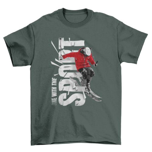 Fashion Winter Snow sport Skiing quote "One with the sport" in