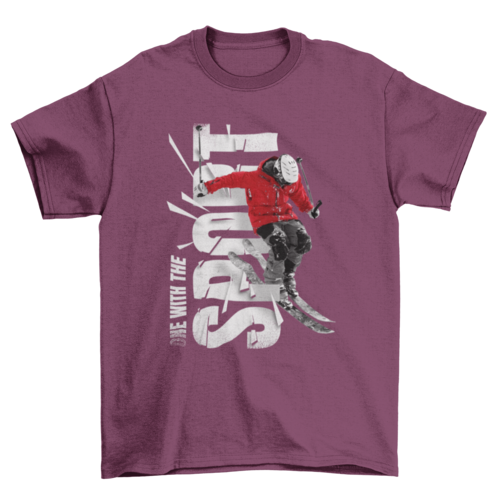 Fashion Winter Snow sport Skiing quote "One with the sport" in