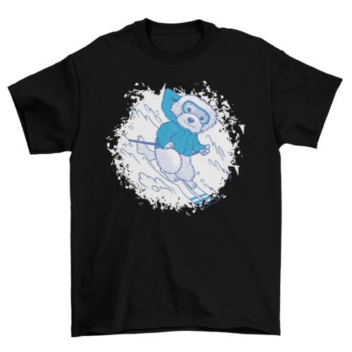 Poodle dog animal skiing t-shirt