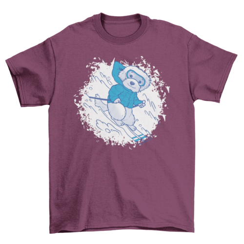 Poodle dog animal skiing t-shirt