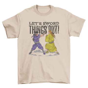 Samurai fighting with swords t-shirt