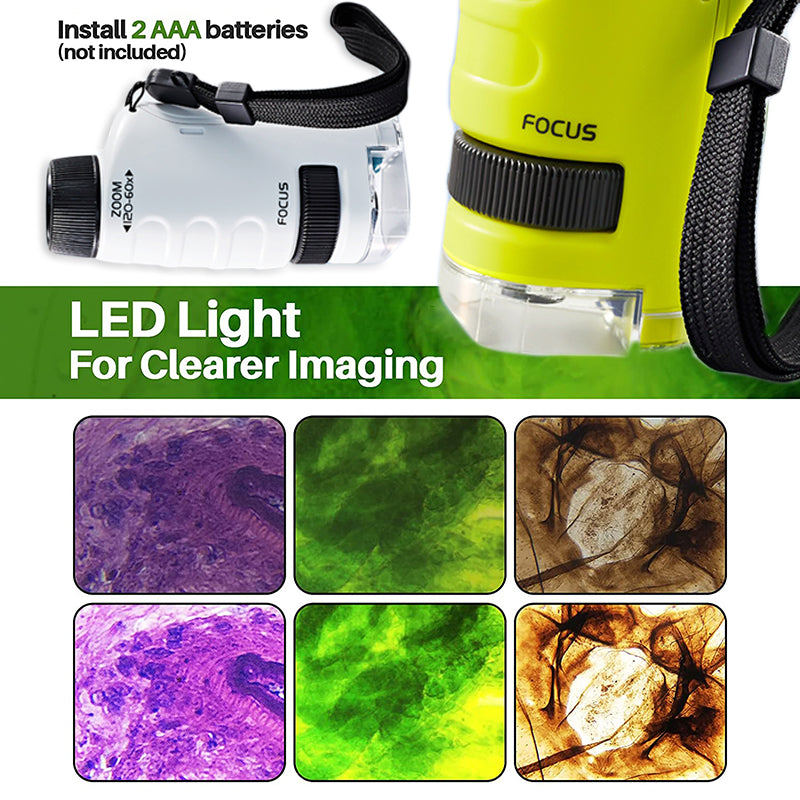 Kids Pocket Microscope - 60x-120x Portable STEM Toy