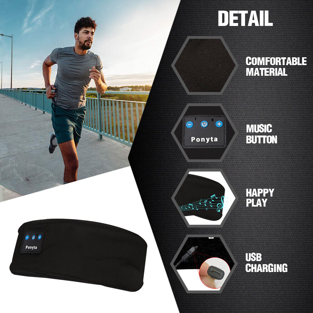 Wireless Bluetooth Headband Headphones – Ultra-Thin Speakers for Sleep, Sports &amp; Travel